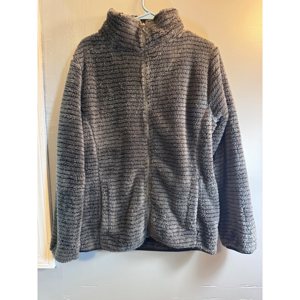 Stillwater Supply Co Womens XL Gray High Pile‎ Fleece Full Zip Jacket Mock Neck